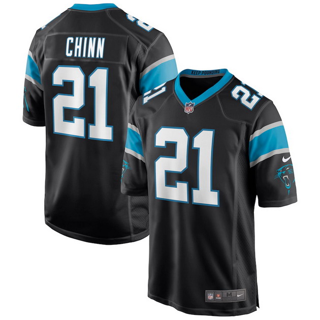 mens nike jeremy chinn black carolina panthers game jersey